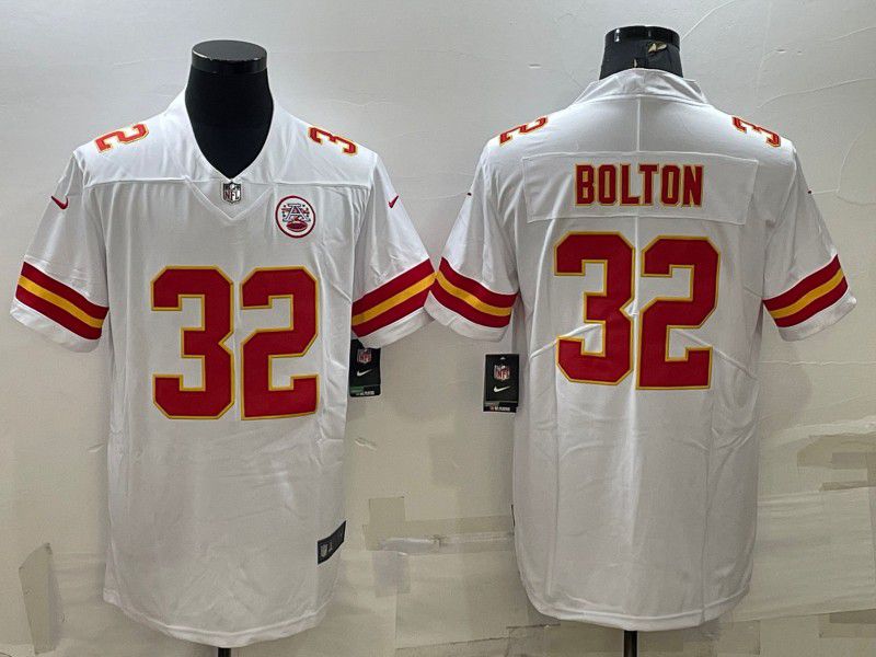 Men Kansas City Chiefs #32 Bolton White 2024 Nike Vapor Limited NFL Jersey style 1